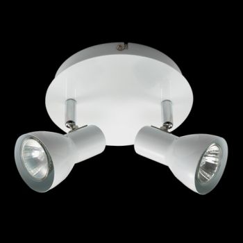 K Light N-KLS-644-2P/WH Two GU10 Adjustable Spot Lights on a Plate White
