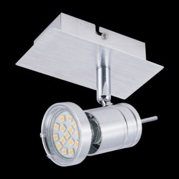 K Light N-KLS-95-1B/NS Single GU10 Adjustable Brushed Aluminium Spot Light on a Bar Brushed Aluminium