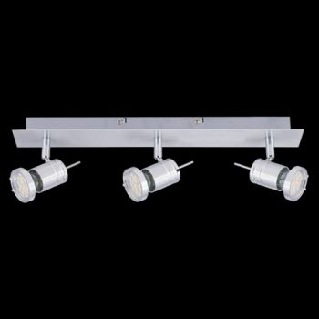 K Light N-KLS-95-3B/NS Three GU10 Adjustable Brushed Aluminium Spot Lights on a Bar Brushed Aluminium