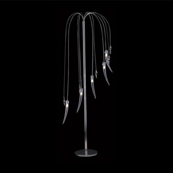 K Light N-ML0195-5B 5x20W G4 Bi-Pin Tusk Glass Floor Lamp with Foot switch Chrome with Clear Glass