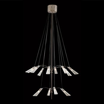 K Light N-MX0163-12 20W 4G Bi-Pin 12 Light Halogen Glass Pendant Satin Chrome with Clear Glass