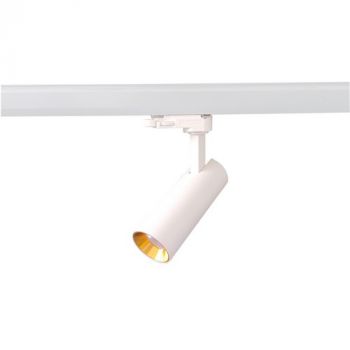 K-Light P-600/WH, P-600/BL 230v 10W LED 3-Wire Track Spot Light with a Gold Inner Ring (Multiple Colours/Finishes)