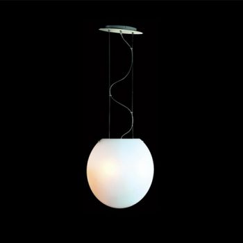 K Light P-7029-2-450 Flat Round Opal Glass Pendant Satin with Opal White Glass