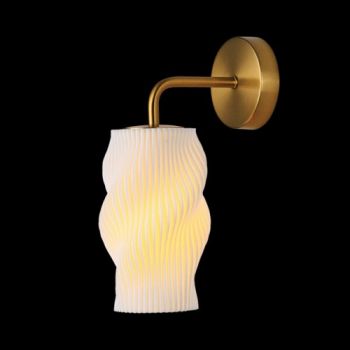 K Light PO-KLW-1911 230v 6W LED E27 Dahlia 3D Printed Recycled Wall Light White