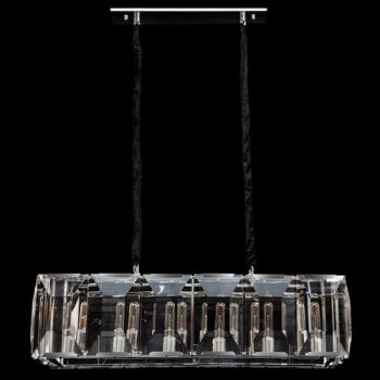 K Light Q-KLCH-81501/6 Large Rectangle Chandelier with Rectangular Crystals Slabs