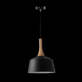K Light R-KLCH-4131S/BL, R-KLCH-4131S/WH Small Metal and Wood Pendant (Multiple Colours/Finishes)