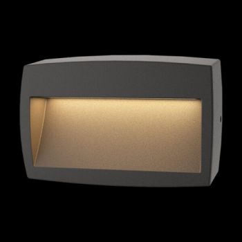 K Light R-LED-2603 230V 6.5W LED SMD Rectangular Surface Mounted Step Light Matt Black Frosted Glass