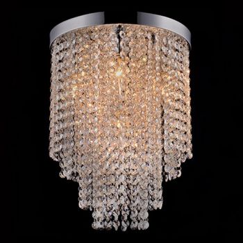 K Light S-KLCH-70325/5R 3W 5xG9 LED Small Round K9 Crystal Ceiling Fitting Chrome