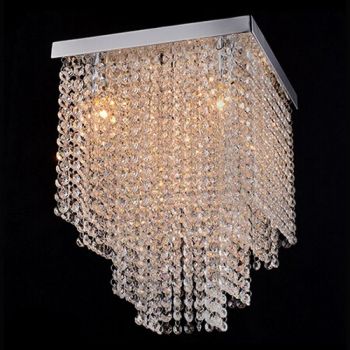 K Light S-KLCH-70326/5S 3W 5xG9 LED Small Square K9 Crystal Ceiling Fitting Chrome
