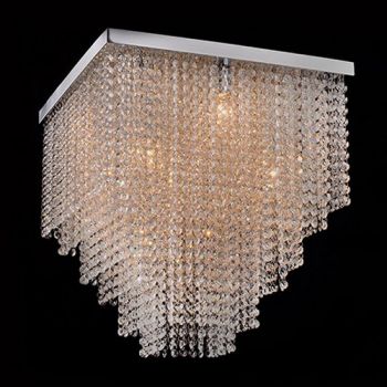 K Light S-KLCH-70326/9S 3W 9xG9 LED Large Square K9 Crystal Ceiling Fitting Chrome