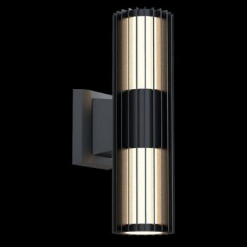 K Light S-LED-833 230v 2x 7W IP65 LED Slated Up & Down Wall Light Black with glass diffuser