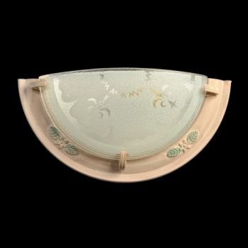 K Light SF-655/P-W Half Round Glass Wall Light Washed Pink with Printed Glass