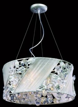 K Light SK-5078-8 Matt Silver Round Shade with Asfour Crystal
