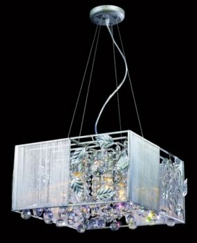 K Light SK-5086-8 Matt Silver Square Shade with Asfour Crystal