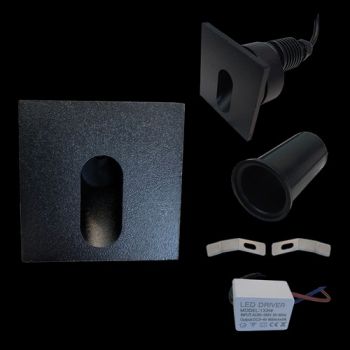 K Light ST-LED-102SQ/BL, ST-LED-102SQ/WH 230v 2W LED SMD Square Recessed Step Light (Multiple Colours/Finishes)