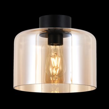 K Light T-KLC-1430/AB, T-KLC-1430/CL, T-KLC-1430/SM 230v 60W Glass Drum Ceiling Light (Multiple Colours/Finishes)