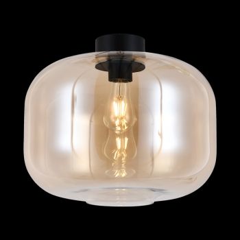 K Light T-KLC-1431/AB, T-KLC-1431/CL, T-KLC-1431/SM 230v 60W Glass Keg Ceiling Light (Multiple Colours/Finishes)