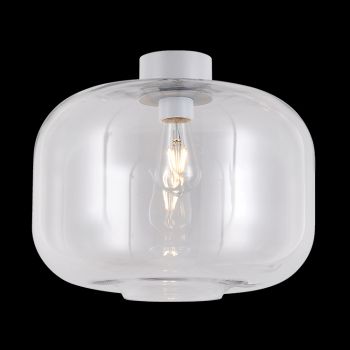 K Light WYN-T-KLC-1431/CL 230v 60W Glass Keg Ceiling Light Clear Glass and White