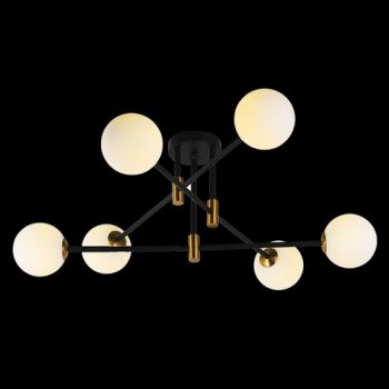 K Light T-KLC-900 230v 3W G9 LED Urban Ceiling Fitting Gold and Black with Opal White Glass