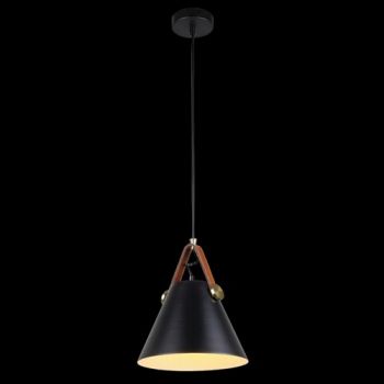 K Light T-KLCH-122-S/BL, T-KLCH-122-S/CO, T-KLCH-122-S/WH Small Leather and Iron Cone Metal Pendant (Multiple Colours/Finishes)