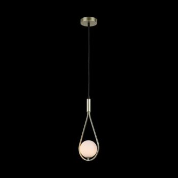 K Light T-KLCH-130 3W G9 LED Tear Drop Glass Pendant Satin Gold Opal Glass