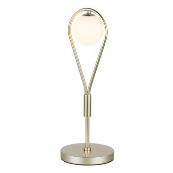 K Light T-KLT-130T 230v 3W G9 LED Tear Drop Table Lamp with in-line switch Satin Gold with Opal White Glass