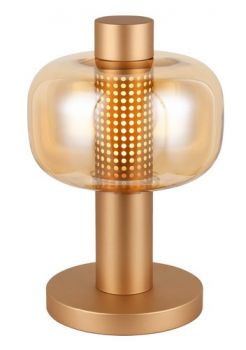 K Light T-KLT-133/SG 230v E27 Medium Chicago Glass Table Lamp Satin Gold