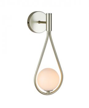 K Light WYN-T-KLW-130 3W G9 LED Tear Drop Glass Wall Light Satin Gold with Opal White Glass