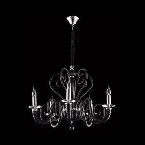 K Light U-KLCH-5000/BL 230V 40W E14 5 Black Glass Arm Chandelier