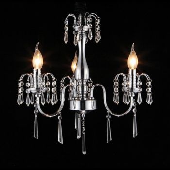 K Light V-KLCH-8816/3 3 Light Elegant Crystal Chandelier Chrome