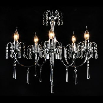 K Light V-KLCH-8816/5 5 Light Elegant Crystal Chandelier Chrome