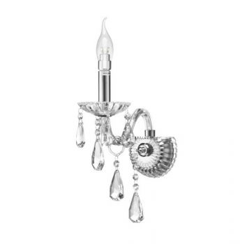 K Light V-KLW-8004/1 K9 1-Armed Crystal Wall Light Chrome with Clear Glass