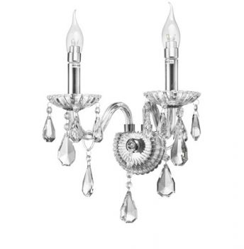 K Light V-KLW-8004/2 K9 2-Armed Crystal Wall Light Chrome with Clear Glass