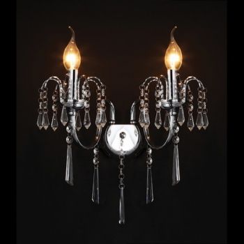 K Light V-KLW-8816/2 2 Light Elegant Crystal Wall Light Chrome