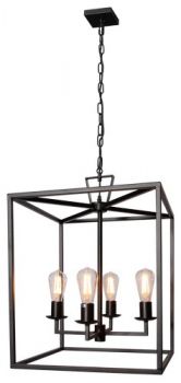 K Light WE-KLCH-390 Square Ranch Iron Fitting Pendant Black