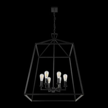 K Light WE-KLCH-392 230v 40W E27 XL Inverted Pentagon Ranch Pendant Black