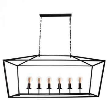 K Light WE-KLCH-395 Rectangular Pentagon Ranch Iron Fitting Pendant Black