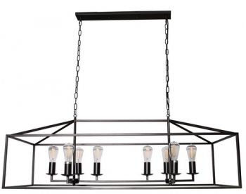 K Light WE-KLCH-396 Rectangular Ranch Iron Fitting Pendant Black