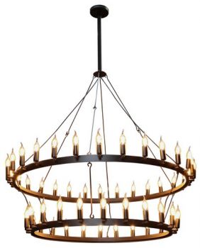 K Light WE-KLCH-397/54 230v 40W E14 Two Tier Round Ranch Iron Pendant