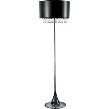 K Light X-LDD33 Floor Lamp with Black and Silver Shade and Clear Drop Glasses