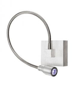 K Light X-MB1216P/AL 2W COB LED Square Base Flexi Reading Light Brushed Aluminium Base and Head Chrome Arm