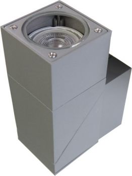 K Light Y-KLG-1801/1SG 35W GU10 Square 360 Degree Tilt Wall Light Matt Grey with Clear Glass