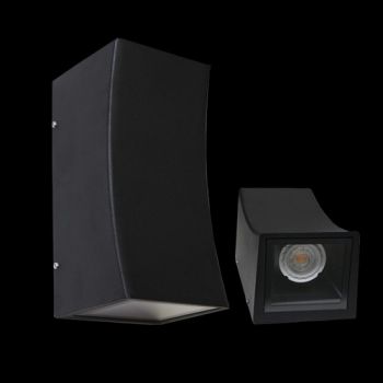 K Light Y-KLG-1801/2CSB 70W GU10 Curved Square Outdoor Wall Light Black