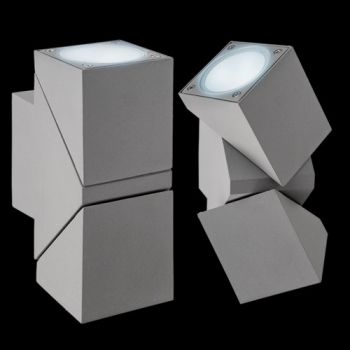 K Light WYN-LED-3202-2/G LED Double Aluminium Square 360 Tilt Outdoor Wall Light Grey