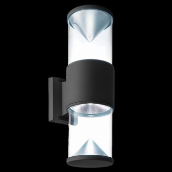 K Light WYN-Y-LED-3401-2/B 10W LED COB Up and Down Black Funnel Wall Light Matt Black with Clear Glass cover