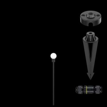 K Light YH805031GD 24V 3W LED Opel White Ball 46cm Spike Black with Opel White Ball
