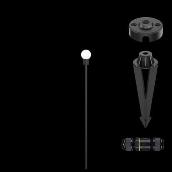 K Light YH805032GD 24V 3W LED Opel White Ball 64cm Spike Black with Opel White Ball
