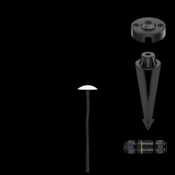 K Light YH805065GD 24V 3W LED Mushroom 44cm Spike Black with Opel White