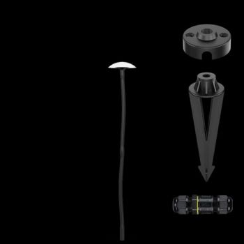 K Light YH805067GD 24V 3W LED Mushroom 64cm Spike Black with Opel White