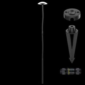 K Light YH805069GD 24V 3W LED Mushroom 84cm Spike Black with Opel White